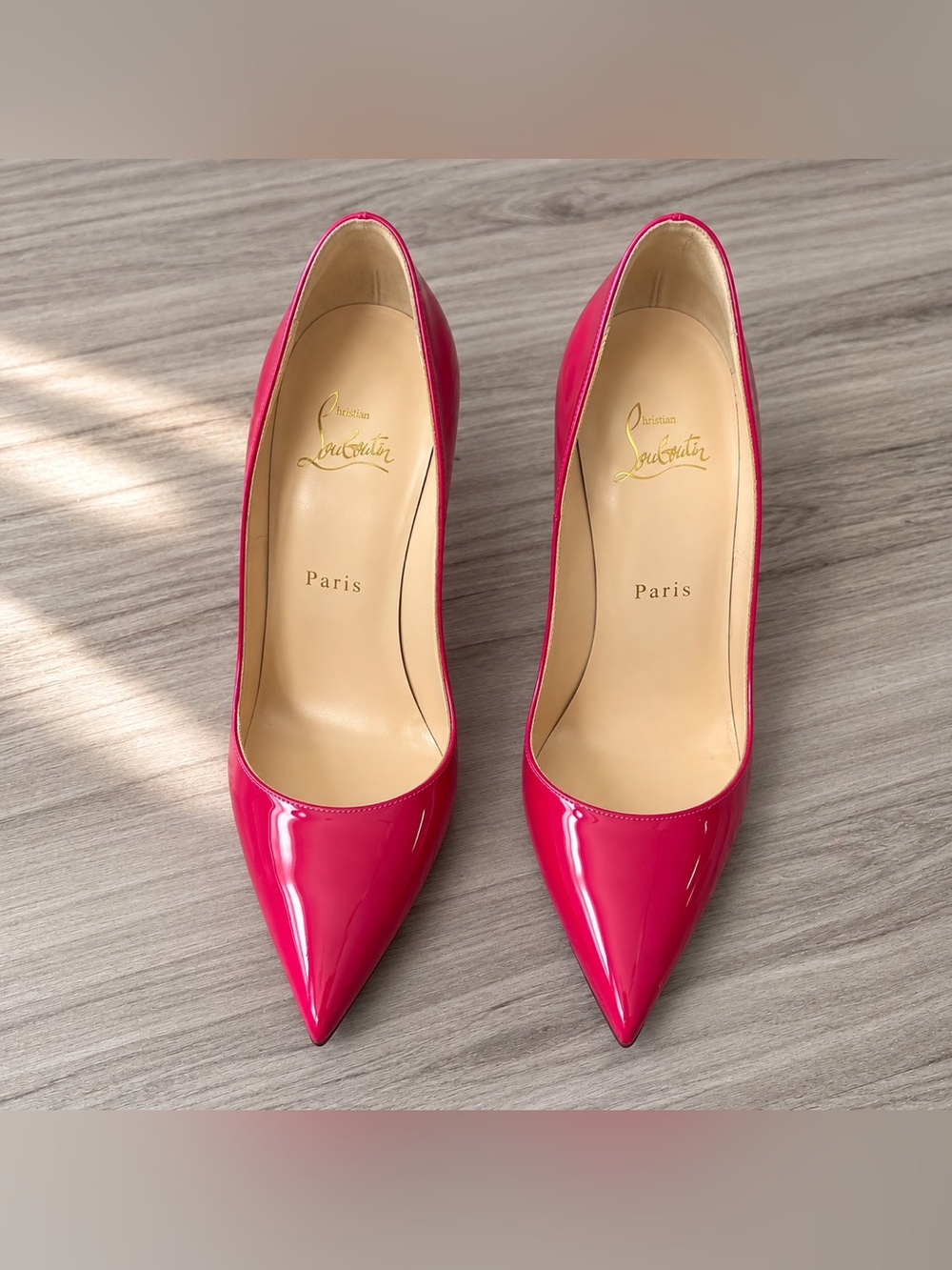 Christian Louboutin Hot Pink Patent Pointed-Toe Pumps
